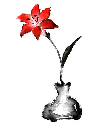 PSD 꽃 한송이 일러스트 캘리그라피 사람없음 빨간색 꽃병 국내일러스트 식물 1 컬러 송이 파일형식