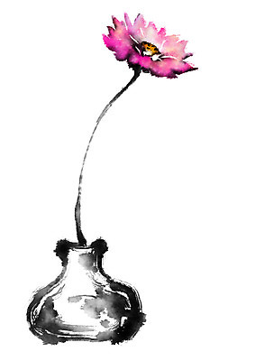 PSD 꽃 분홍색 한송이 일러스트 캘리그라피 사람없음 꽃병 국내일러스트 식물 1 컬러 송이 파일형식