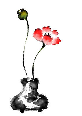 PSD 꽃 한송이 일러스트 캘리그라피 사람없음 빨간색 꽃병 국내일러스트 식물 1 컬러 송이 파일형식