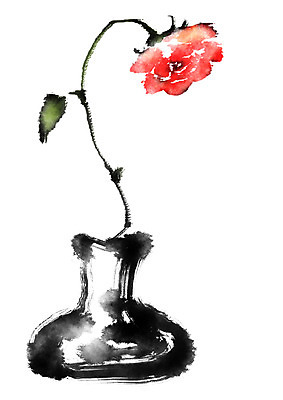 PSD 꽃 한송이 일러스트 캘리그라피 사람없음 빨간색 꽃병 국내일러스트 식물 1 컬러 송이 파일형식