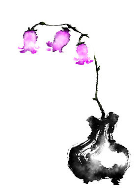 PSD 꽃 분홍색 일러스트 캘리그라피 사람없음 꽃병 초롱꽃 국내일러스트 식물 컬러 파일형식