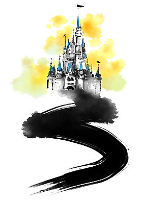 PSD 건축물 여행 일러스트 캘리그라피 붓터치 사람없음 미국 놀이공원 성 국내일러스트 건축 북아메리카 테마파크 파일형식