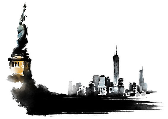 PSD 건축물 여행 일러스트 캘리그라피 붓터치 빌딩 사람없음 미국 도시 자유의여신상 랜드마크 국내일러스트 건축 북아메리카 건물 세계문화유산 파일형식