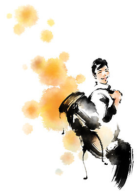 PSD 남자 여행 일러스트 캘리그라피 배낭 한명 웃음 상반신 성인 배낭여행 국내일러스트 1 가방 표정 사람 파일형식