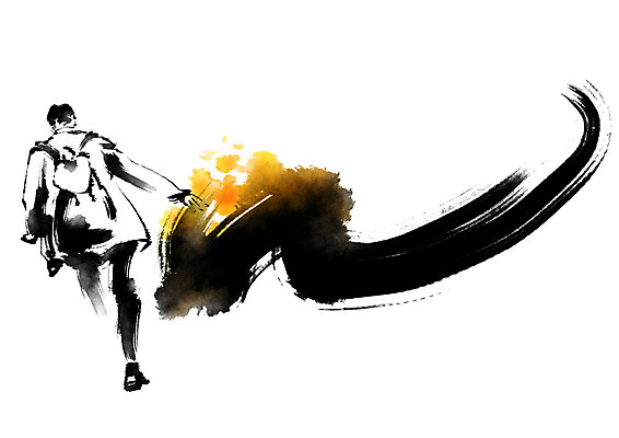 전신 PSD 남자 여행 일러스트 캘리그라피 배낭 붓터치 한명 성인 걷기 국내일러스트 1 가방 모션 사람 파일형식