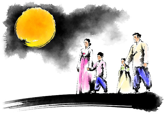 전신 PSD 한국전통 여자 명절 남자 딸 아들 어린이 일러스트 캘리그라피 가족 엄마 붓터치 서기 여러명 성인 손잡기 보름달 달 아빠 한복 귀향길 국내일러스트 자연요소 전통 기념일 길 다수 관계 모션 한국 사람 전통의상 파일형식