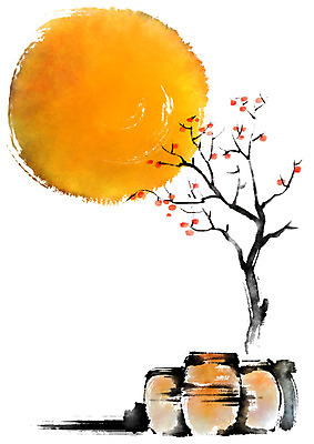 PSD 한국전통 명절 일러스트 캘리그라피 감 사람없음 보름달 달 가을 항아리 감나무 국내일러스트 자연요소 나무 전통 계절 기념일 과일 한국 도자기 파일형식