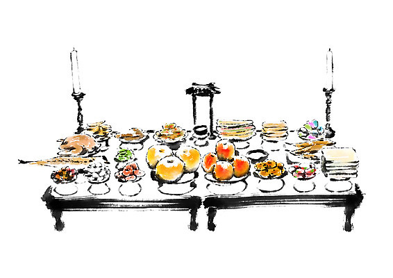 PSD 한국전통 명절 일러스트 초 캘리그라피 전통소품 사람없음 제사 촛대 제기_제사 제사상 제사음식 국내일러스트 전통 기념일 한국 전통음식 오브젝트 전통의례 제사용품 파일형식