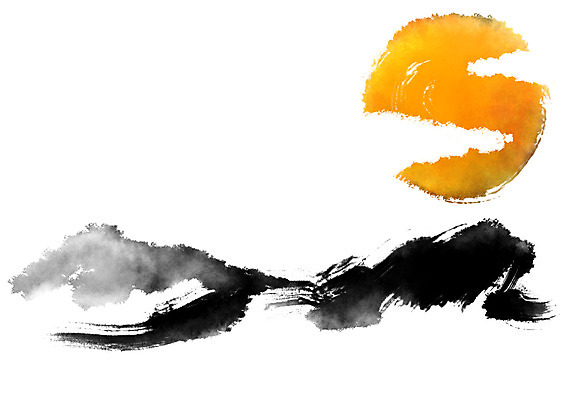 PSD 구름 한국전통 일러스트 캘리그라피 붓터치 산 사람없음 보름달 달 국내일러스트 자연요소 전통 한국 파일형식