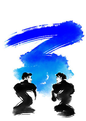 PSD 남자 일러스트 캘리그라피 붓터치 상반신 성인 두명 마주보기 비즈니스맨 국내일러스트 비즈니스 모션 사람 직장인 파일형식