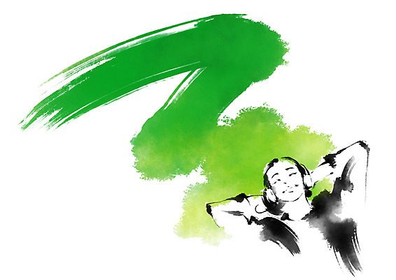 PSD 여자 일러스트 캘리그라피 붓터치 휴식 한명 상반신 성인 눕기 헤드폰 음악감상 국내일러스트 1 음향기기 컨셉 모션 사람 감상 파일형식