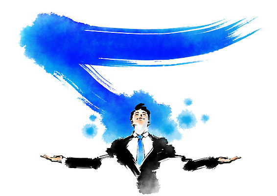 PSD 남자 일러스트 캘리그라피 팔벌리기 붓터치 한명 상반신 성인 자유 비즈니스맨 국내일러스트 1 컨셉 비즈니스 모션 사람 직장인 파일형식