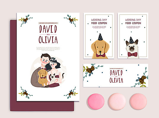 PSD 커플 여자 남자 반려견 신부 신랑 결혼 여러마리 일러스트 상반신 성인 두명 고양이 가을 강아지 청첩장 솔방울 마카롱 셀프웨딩 국내일러스트 계절 다수 포유류 관계 디저트 카드_감사 사람 이벤트 반려동물 개 파일형식 웨딩촬영