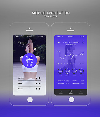 PSD 외국인 템플릿 여자 웹템플릿 요가 디자인시안 모바일 그래프 건강 20대 성인 두명 스마트폰 세트 운동 홈페이지 보라색 한국인 어플리케이션 모바일템플릿 성인여자만 모바일앱 이미지템플릿 웰빙 컬러 사람 동양인 인종 청년 핸드폰 스마트기기 여자만 성인만 파일형식