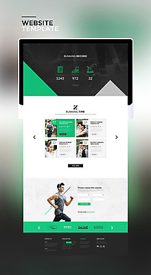 PSD 서양인 템플릿 여자 남자 웹템플릿 사이트템플릿 건강 여러명 20대 성인 초록색 세트 태블릿 조깅 운동 홈페이지 홈페이지시안 성인만 이미지템플릿 외국인 컬러 다수 사람 청년 전자제품 스마트기기 파일형식