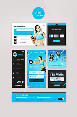 PSD 서양인 템플릿 여자 웹템플릿 와인잔 디자인시안 건강 여러명 20대 성인 파란색 세트 달리기 운동 홈페이지 UI 성인여자만 UI키트 이미지템플릿 외국인 컬러 다수 술잔 모션 사람 청년 여자만 성인만 파일형식