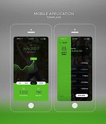 PSD 서양인 템플릿 여자 남자 웹템플릿 디자인시안 모바일 건강 20대 성인 두명 초록색 스마트폰 세트 홈페이지 스트레칭 어플리케이션 모바일템플릿 성인만 모바일앱 이미지템플릿 외국인 컬러 사람 청년 핸드폰 스마트기기 운동 파일형식
