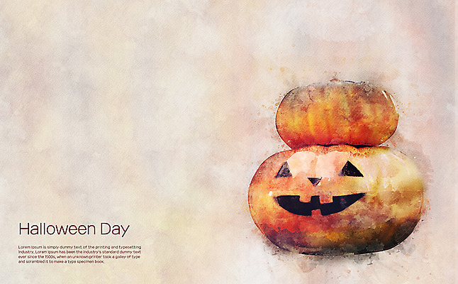 PSD 기념일 일러스트 수채화 사람없음 할로윈 번짐 잭오랜턴 국내일러스트 이벤트 파일형식 효과