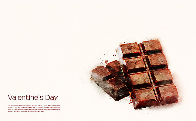 PSD 기념일 일러스트 수채화 발렌타인데이 사람없음 초콜릿 번짐 국내일러스트 데이이벤트 디저트 이벤트 파일형식 효과