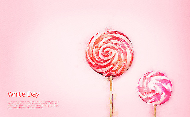 PSD 기념일 일러스트 화이트데이 수채화 막대사탕 사탕 사람없음 번짐 국내일러스트 데이이벤트 디저트 이벤트 파일형식 효과