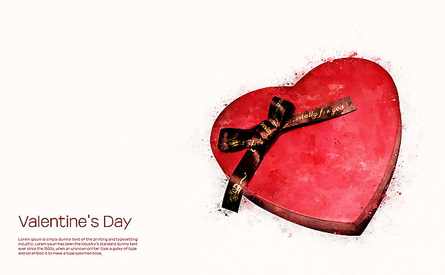 PSD 기념일 일러스트 수채화 발렌타인데이 선물 사람없음 초콜릿 하트 번짐 국내일러스트 모양 데이이벤트 디저트 이벤트 파일형식 효과