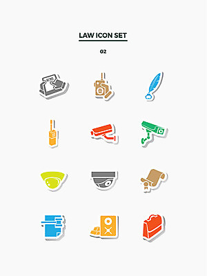 아이콘 서류가방 사람없음 세트 뉴스 문서 금고 법 무전기 감시카메라 깃털펜 2D아이콘 AI파일 가방 무선통신 펜 카메라 파일형식 벡터
