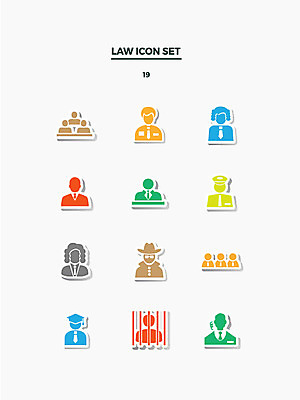 아이콘 여러명 세트 경찰 범죄인 판사 법 경호원 탐정 변호사 배심원 제헌절 죄수 2D아이콘 AI파일 직업 다수 사람 범죄 법률가 국경일 파일형식 벡터