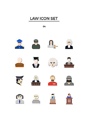 아이콘 여러명 세트 경찰 범죄인 도둑 판사 법 변호사 죄수 2D아이콘 AI파일 직업 다수 사람 범죄 법률가 파일형식 벡터
