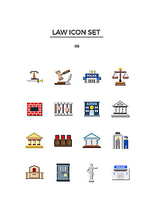 아이콘 두명 세트 감옥 법 의사봉 법원 정의 경찰서 법정 2D아이콘 AI파일 사람 경찰 파일형식 벡터