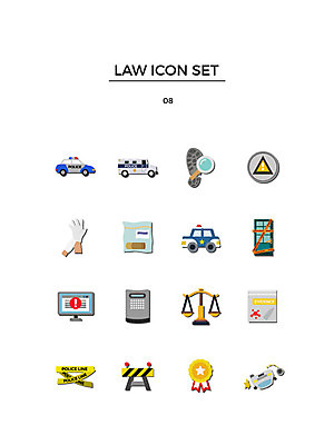 아이콘 사람없음 세트 발자국 교통사고 사건 통제 보안 법 증거 경찰차 정의 사고현장 수사 폴리스라인 훈장 2D아이콘 AI파일 자국 자동차 안전 파일형식 벡터