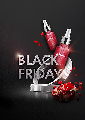 PSD 편집 편집이미지 과일 사람없음 쇼핑 화장 뷰티 세일 화장품 석류 에센스 블랙프라이데이 이미지편집 데이이벤트 파일형식