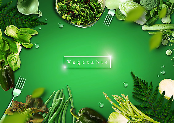 PSD 편집 편집이미지 포크 채소 식재료 피망 나뭇잎 오이 콩 사람없음 샐러드 물방울 상추 브로콜리 무 배추 아스파라거스 청경채 플랫레이 이미지편집 식기 음식 잎 곡류 뿌리채소 플랫 파일형식