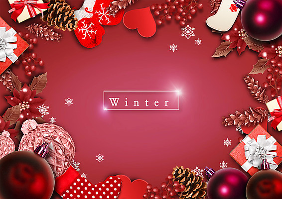 PSD 편집 편집이미지 크리스마스 겨울 자연 이벤트 사람없음 선물상자 장식볼 솔방울 크리스마스양말 포인세티아 플랫레이 손모아장갑 이미지편집 계절 기념일 꽃 장갑 크리스마스장식 양말 선물 장식 상자 플랫 생태계 파일형식