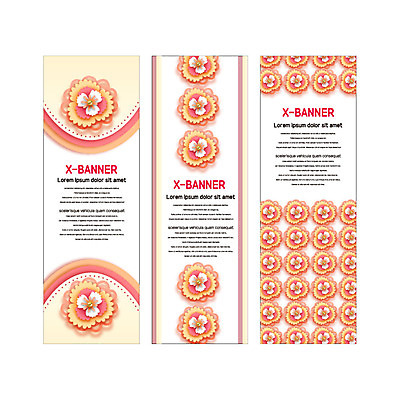 템플릿 배너템플릿 세로배너 꽃무늬 패턴 사람없음 현수막 페이퍼아트 플라워패턴 배너세트 엑스배너 AI파일 배너 꽃 무늬 세로 세트 파일형식 벡터
