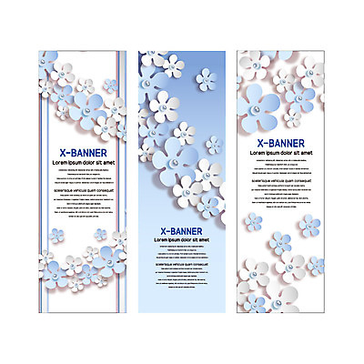 템플릿 배너템플릿 꽃 세로배너 하늘색 패턴 사람없음 현수막 페이퍼아트 입체 플라워패턴 배너세트 엑스배너 AI파일 식물 배너 무늬 세로 파란색 세트 파일형식 벡터