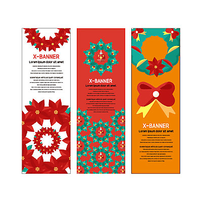템플릿 배너템플릿 리본 세로배너 크리스마스 사람없음 현수막 포인세티아 크리스마스리스 배너세트 엑스배너 AI파일 배너 기념일 꽃 세로 세트 화환 파일형식 벡터