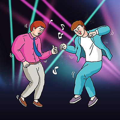 전신 캐릭터 남자 음악 스티커 일러스트 조명 표정 성인 두명 광선 춤 만화 클럽 이모티콘 엽기 일러캐릭터 AI파일 문화예술 사람 파일형식 벡터