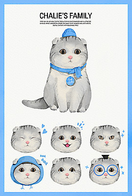 PSD 모자 안경 일러스트 가족 수채화 표정 웃음 사람없음 반려동물 스카프 고양이 기쁨 다양 슬픔 하트 반려 스코티시폴드 국내일러스트 모양 동물 잡화 감정 다수 포유류 관계 목도리 파일형식