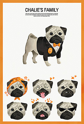 PSD 일러스트 가족 수채화 표정 웃음 정장 턱시도 사람없음 반려동물 선글라스 놀람 다양 슬픔 분노 강아지 손수건 당황 반려 퍼그 국내일러스트 동물 옷 감정 안경 다수 관계 개 파일형식