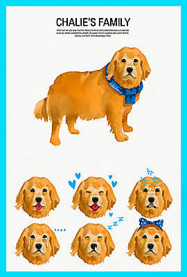 PSD 리본 일러스트 가족 수채화 표정 웃음 사람없음 반려동물 스카프 기쁨 다양 슬픔 분노 잠 강아지 졸음 반려 국내일러스트 동물 감정 다수 관계 목도리 개 파일형식