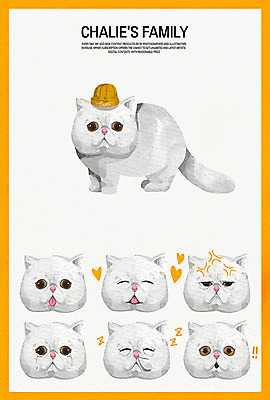 PSD 모자 일러스트 가족 수채화 표정 웃음 사람없음 반려동물 고양이 놀람 기쁨 다양 슬픔 분노 잠 졸음 반려 국내일러스트 엑조틱숏헤어 동물 잡화 감정 다수 포유류 관계 파일형식