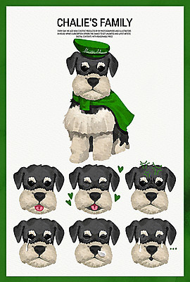 PSD 모자 일러스트 가족 수채화 표정 웃음 사람없음 반려동물 놀람 기쁨 다양 슬픔 분노 잠 강아지 졸음 슈나우저 반려 국내일러스트 동물 잡화 감정 다수 관계 개 파일형식