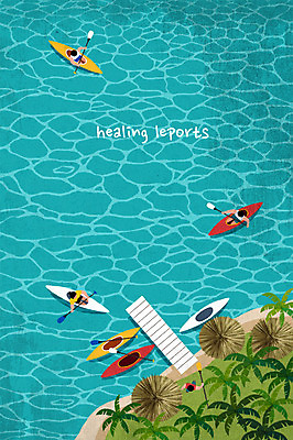 PSD 여자 남자 스포츠 바다 일러스트 사람 취미 세명 여름 레포츠 강 야자수 수상스포츠 힐링 카약 여름스포츠 국내일러스트 나무 계절 레저 파일형식 여름_계절