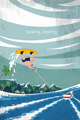 전신 PSD 스포츠 바다 일러스트 산 사람 취미 두명 여름 레포츠 야자수 수상스포츠 보트 힐링 원두막 여름스포츠 웨이크보드 국내일러스트 나무 계절 배_교통 레저 파일형식 여름_계절