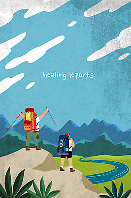 전신 PSD 남자 스포츠 일러스트 하늘 성인 취미 두명 여름 레포츠 등산 절벽 바위 힐링 여름스포츠 국내일러스트 계절 레저 사람 트래킹 돌_바위 파일형식 여름_계절