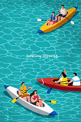 PSD 여자 남자 스포츠 바다 데이트 일러스트 여러명 상반신 성인 취미 여름 레포츠 강 수상스포츠 힐링 카약 여름스포츠 국내일러스트 계절 다수 레저 사람 파일형식 여름_계절