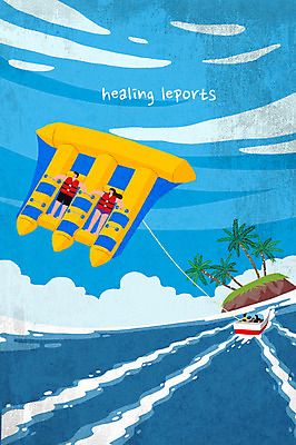 전신 PSD 여자 남자 스포츠 바다 섬 일러스트 여러명 성인 취미 여름 레포츠 야자수 수상스포츠 보트 힐링 여름스포츠 플라이보드 국내일러스트 나무 계절 다수 배_교통 레저 사람 파일형식 여름_계절