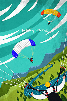 전신 PSD 나무 남자 스포츠 일러스트 하늘 산 상반신 성인 취미 세명 여름 레포츠 강 수상스포츠 힐링 패러글라이딩 여름스포츠 국내일러스트 식물 계절 레저 사람 파일형식 여름_계절