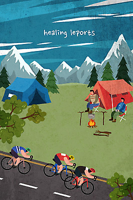 전신 PSD 나무 남자 도로 길 스포츠 일러스트 하늘 산 텐트 여러명 성인 취미 여름 레포츠 자전거 캠핑 모닥불 힐링 여름스포츠 사이클링 국내일러스트 식물 계절 다수 교통시설 불 레저 캠핑도구 사람 바이크 육상스포츠 파일형식 여름_계절