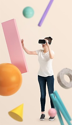 전신 도형 PSD 편집이미지 여자 상상 한명 20대 성인 앞모습 만지기 한국인 디지털합성 합성 기하학 가상현실 성인여자한명만 오큘러스 VR기기 이미지편집 1 뷰포인트 무늬 모션 사람 동양인 청년 기계 여자한명만 성인여자만 파일형식